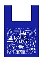Сумка-авоська синяя Санкт-Петебург. Коллаж  [СК04-0006]