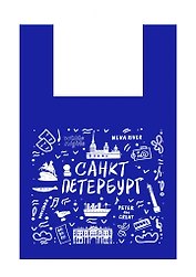Сумка-авоська синяя Санкт-Петебург. Коллаж  [СК04-0006]