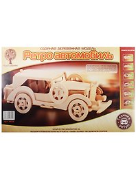 Р014 Сборная деревянная модель Ретро автомобиль Эскалибур (42 дет.) (10х27,5х10) (Техника ретро) (Чудо-Дерево) (3+)