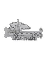 Магнит Архангельск Достопримечательности города Зеркальный серебро вид 1 (7,5 х 7,5 см.) (акрил)