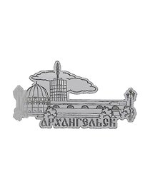 Магнит Архангельск Достопримечательности города Зеркальный серебро вид 1 (7,5 х 7,5 см.) (акрил)