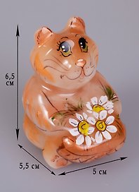 Кот с корзинкой цветов селенит (7 см) (1462655)