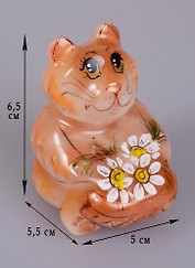 Кот с корзинкой цветов селенит (7 см) (1462655)