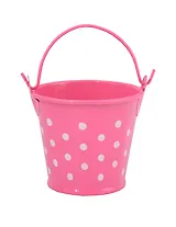 Декоративное изделие из жести ведро в горошек h= 5.5 см (YK6B) розовый