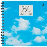 Скетчбук 195*195 80л "В облаках" белый офсет, 100г/м2, тв.обложка, широкая евроспираль