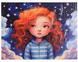 Алмазная мозаика (классическая) с подрамником, с полным заполнением "Девочка в мире снов", 40 х 50 см
