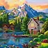 Алмазная мозаика Домик у пруда в горах (F2-016) (20х20см) (класс.) (квадр. стразы) (с подрамником) (полн. зап.) (25цв) (Рыжий Кот) (6+) (коробка) - 1