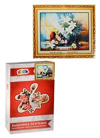 Вышивка лентами Лилии в вазе (C-0024) (50х64см) (набор для творч.) (Цветной мир ярких идей) (14+) (коробка)