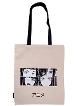 Сумка-шоппер Аниме Лица 4 кадра (бежевая) (текстиль) (40х32)