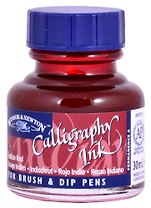 Тушь для каллиграфии 30мл красная индийская (синяя крышка), Winsor&Newton