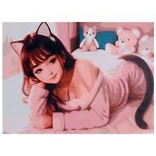 Картина-раскраска по номерам «Девушка с ушками», 30 х 40 см, Рыжий Кот