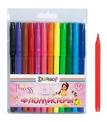 Фломастеры 12цв "PRINCESS" невент.колпачок, ПВХ, подвес, Silwerhof