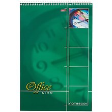 Блокнот А4 60л кл. "Office Line" спираль, зелен.мел.картон, УФ-лак, жестк.подложка