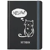 Скетчбук А5 80л "Кошка" 70г/м2, кремовая бумага, тв. переплет, резинка