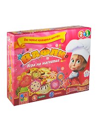 Игр. набор на магнитах (2в1) Мои пер. кулинар. шедевры Вафли (VT1504-19) (33 магнита) (4 вафли) (Маша и Медведь) (3-7л.) (коробка)