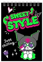 Блокнот А5 60 листов, клетка, "Kuromi неон" гребень