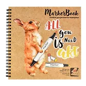 Скетчбук 195*195 40л для маркеров "Кролик", крафт. бумага, 90г/м2, тв.обложка, гребень