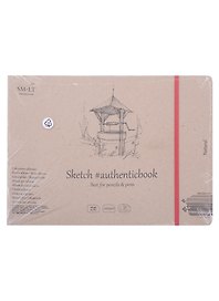Скетчбук 24,5*18cм 32л "SMLT Art Natural authenticbook", на резинке, 100г/м2, белый, сшивка