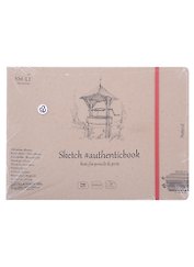 Скетчбук 24,5*18cм 32л "SMLT Art Natural authenticbook", на резинке, 100г/м2, белый, сшивка