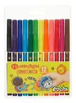 Фломастеры 12цв "ЗВЕЗДОЧКИ" классические, кругл.корпус, принт на корпусе, легкосмываемые, блистер, Каляка-Маляка