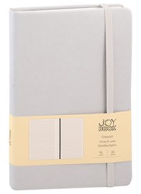 Книга для записей А5 96л лин. "Joy Book. Серый мрамор" иск.кожа, тонир.блок, скругл.углы, ляссе, резинка, карман на задн.форзаце