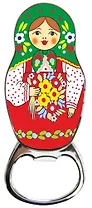 Сувенир, АКМ, Открывашка-магнит "Матрешка красная с зелен.платком" 006-34-06