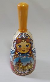 Колокольчик фарфоровый Матрешка средняя с ручкой (00150)