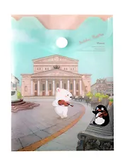 Папка-конверт А6 на кнопке Москва "Большой театр", вертикальный, пластик, Comix