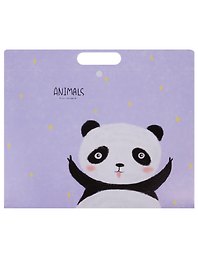 Папка -портфель пластиковый на кнопке «Animals» А4, 6 отделений, с вырубной ручкой