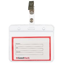 Бейдж 100*70 горизонтальный, с клипом, пластик, прозрачный, GoodMark