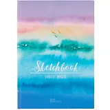 Скетчбук А5 80л "Закат в лесу" тонир. салатов. блок, 80 г/м2, твердая обложка