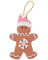 Новогоднее подвесное украшение Пряничный человечек со снежинкой (полимерная глина) (6х5)