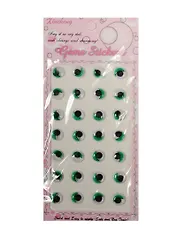 Наклейки глазки бегающие с ресничками, 28 шт, 0.8 см, зелёные