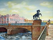 Открытка 10*15 Виды С-Пб Аничков мост Арт.7019