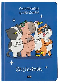 Скетчбук 145*203 128л "Суперстары" 120г/м2, тв.обложка