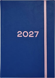 Ежедневник дат. 2027г. А5 176л 140*200 "Color" синий, иск.кожа, тв.переплет, резинка, кармашек, 2 ляссе, шелкография