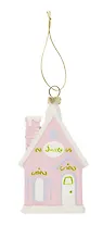 Новогоднее подвесное украшение Домик розовый (пластик) (ПВХ бокс) (11см) (12-09305-N3)
