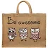 Сумка джутовая L Совы Be awesome (43х34х19)  (ДЖ2019-8) - 1