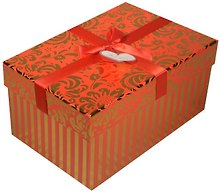 Коробка подарочная "Узор" металлик на красном, 19*13*9,5см