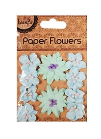 Набор для творчества Цветы с бусинами Paper Flower 2больш.+ 8маленьк.,мятные с голубыми