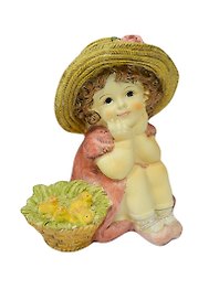 Фигурка Девочка с корзиной в шляпе (15см) (390-543)