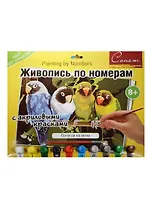 Живопись по номерам Сонет Попугаи на ветке А3 (12541428-977) (+акрил. краски/10шт.+кисть) (завод худ. красок) (8+) (упаковка)