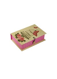 Шкатулка-книга с пуговицей картон Клетка с бабочками (18х12х5) (36516)