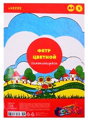 Фетр цветной самоклеящийся A4 deVENTE Яркие цвета (8040758) (5цв/5л/толщина 2мм) (упаковка) (deVente)