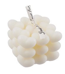 Свеча ароматическая Bubble Сердечки (белая) (6х6) (ПВХ бокс) (12-9314B-5)
