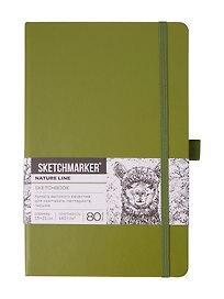Скетчбук 13*21, 80 листов "Sketchmarker" оливковый, 140г/м2, слоновая кость