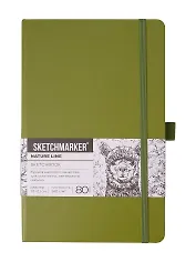 Скетчбук 13*21 80л "Sketchmarker" оливковый, 140г/м2, слоновая кость, тв.обл.