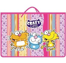 Папка для тетрадей А4 с ручками 1отд., Crazy cats, Оникс