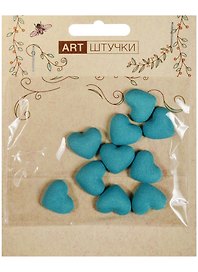 Полубусины сердечки на металле, 1.8 см, бирюзовые, 10 штук