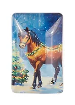 Новогодний магнит Лошадь и елка (3,5х5,5) (стекло)